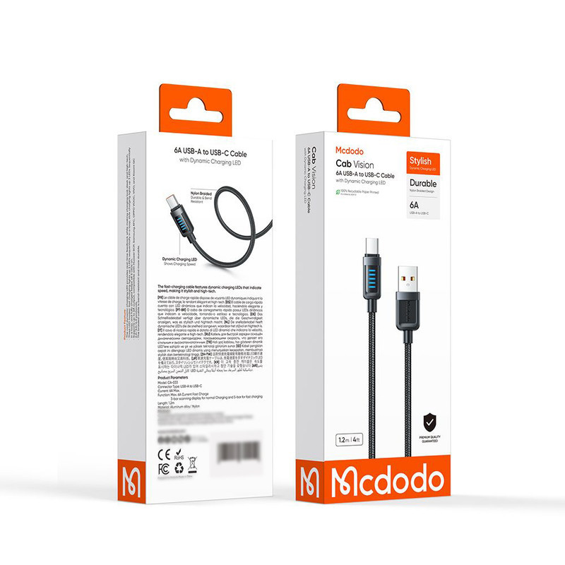 کابل تبدیل USB به USB-C مک دودو مدل CA-033 طول 1.2 متر
