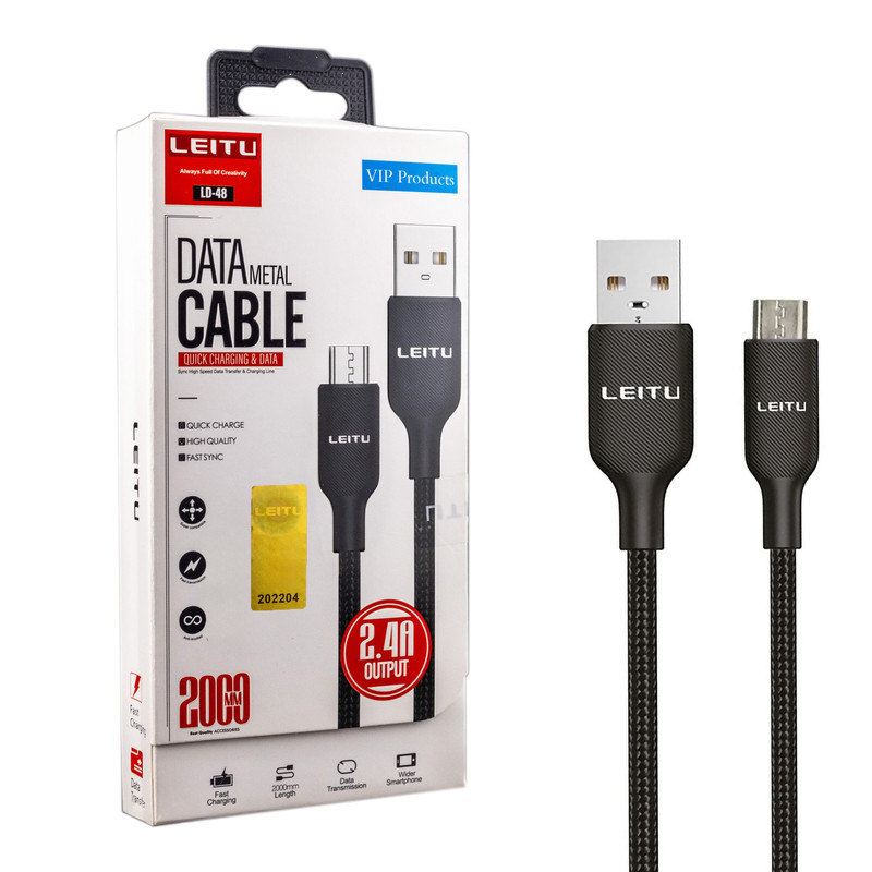 کابل تبدیل USB به MicroUSB لیتو مدل LD-48 طول 2 متر