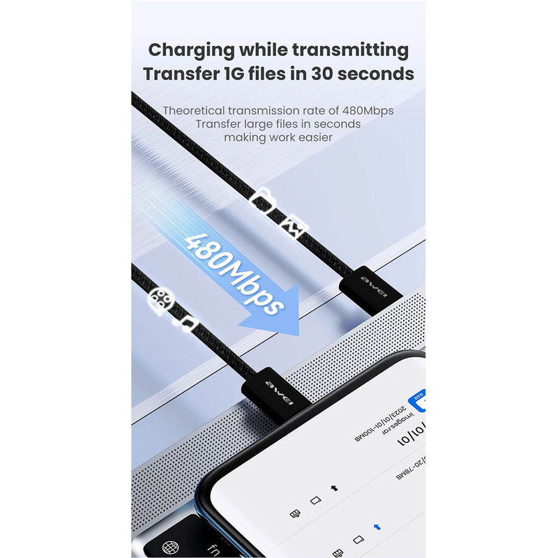 کابل USB-C اوی مدل CL-220T 60W طول 2 متر