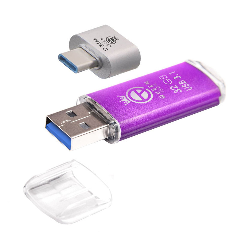فلش مموری 32 گیگابایت کوئین تک مدل QUICK USB3.1 CPLUS با مبدل USB-C، مقاوم در برابر آب، ضربه، شوک، گرد و غبار، خش و اثر انگشت