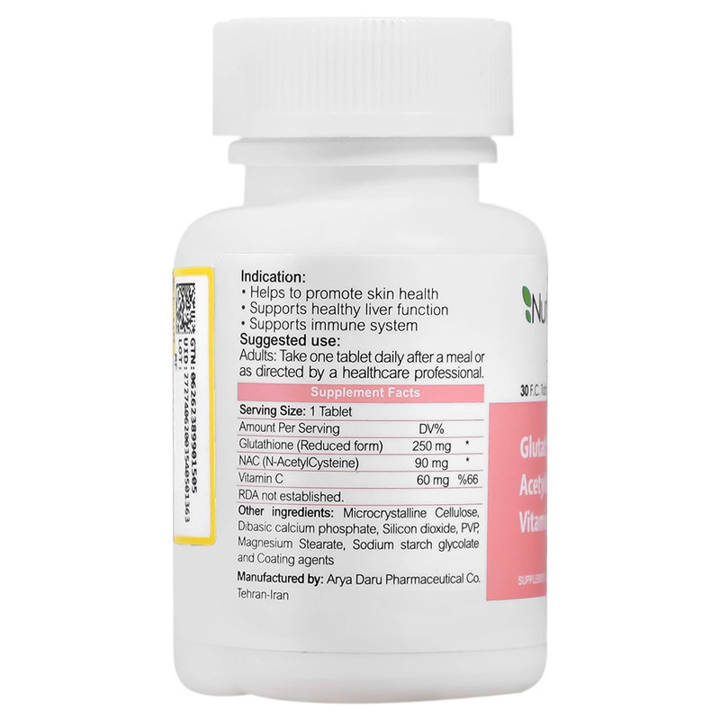 قرص گلوتاتیون و استیل سیستئین و ویتامین سی آریا دارو بسته 30 عددی