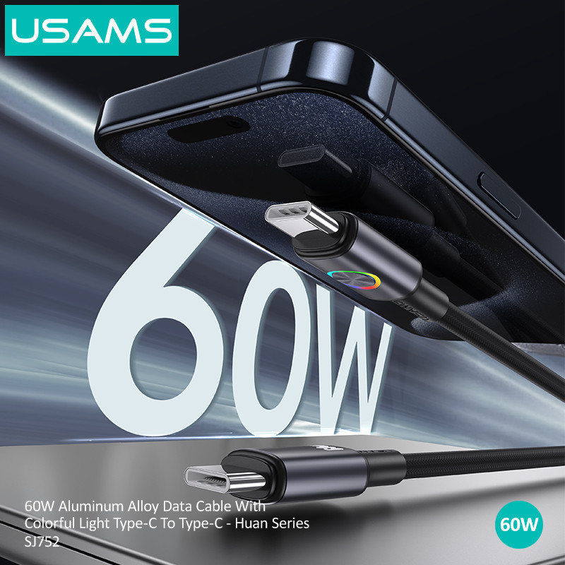 کابل USB-C یوسمز مدل SJ752-60W طول 1.2 متر