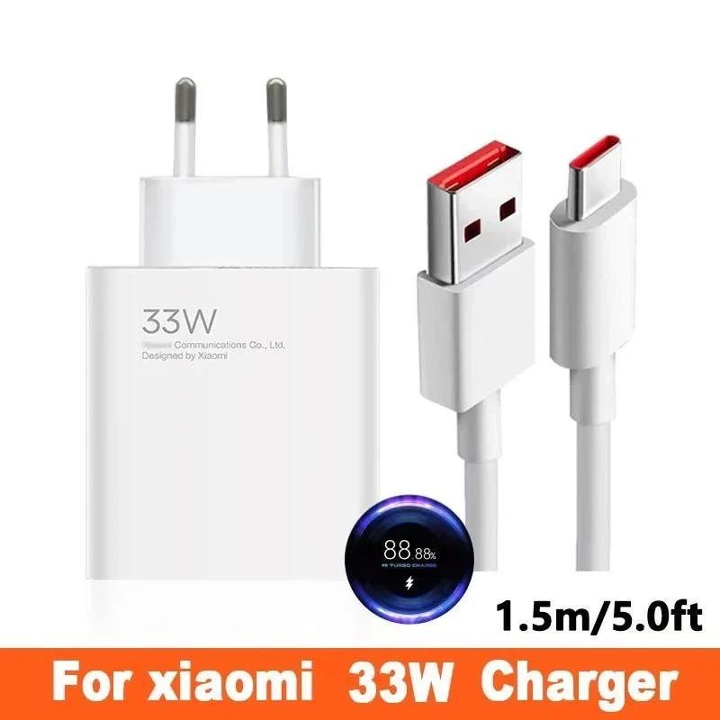 شارژر دیواری شیائومی مدل Poco X3 pro به همراه کابل تبدیل USB-C