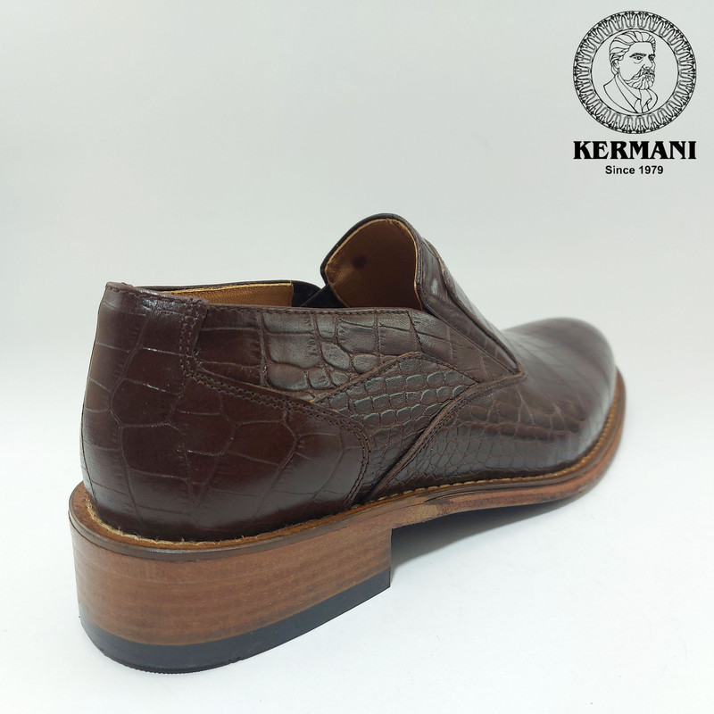 کفش مردانه کرمانی مدل تمام چرم طبیعی کروکو دستدوز کد 350