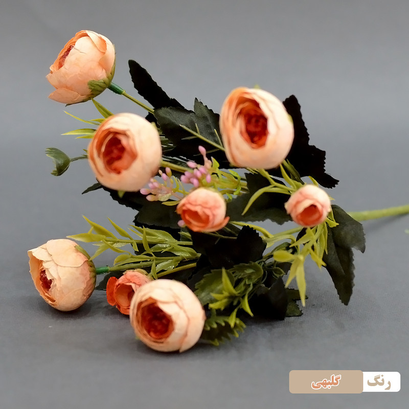 گل مصنوعی بوته نسترن، ابعاد 15x15x30 سانتی‌متر، وزن 30 گرم