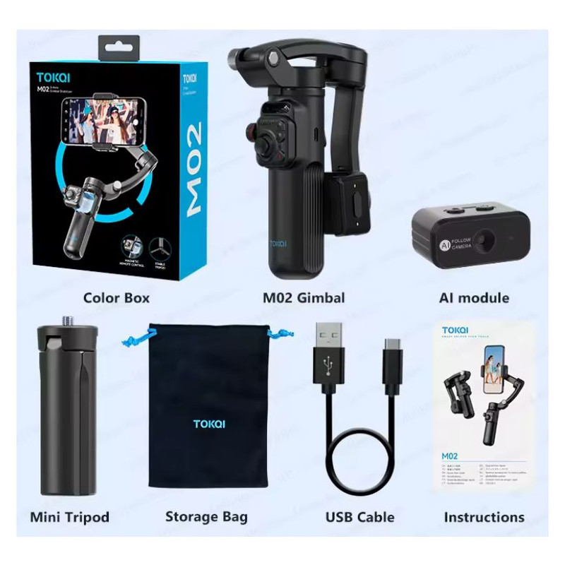 گیمبال و استابیلایزر توکی مدل M02 3-Axis به همراه دوربین دنبال کننده