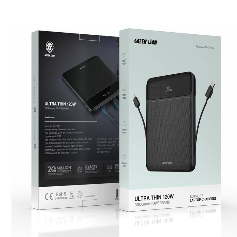 پاوربانک گرین لاین مدل ULTRA THIN ظرفیت 20000 میلی آمپرساعت