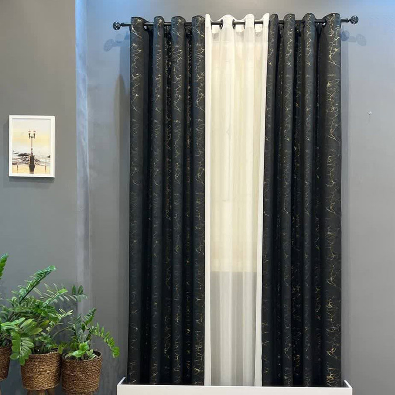 پرده مدل پانچ مخمل طلاکوب و حریر ساده کد DP سایز 140x280 سانتی متر