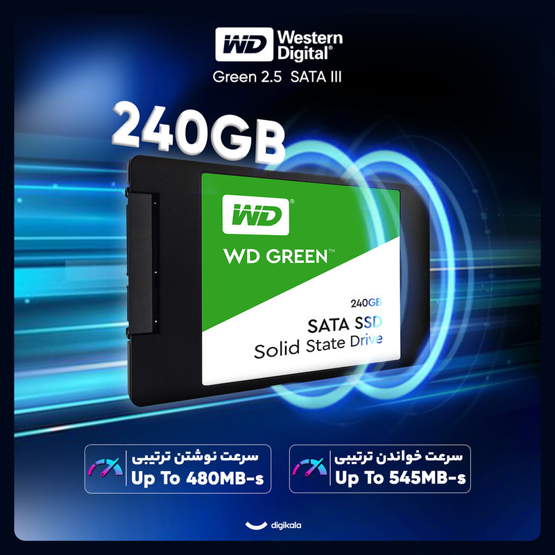 اس اس دی اینترنال SATA III وسترن دیجیتال مدل Green ظرفیت 240 گیگابایت
