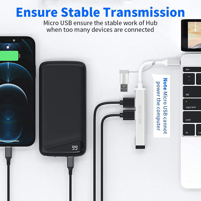 هاب 4 پورت USB 3.0 راگ لینک مدل 2in1-UC