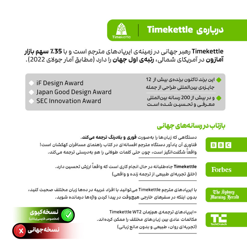 هندزفری مترجم تایم کتل مدل ChatGPT W4 Pro