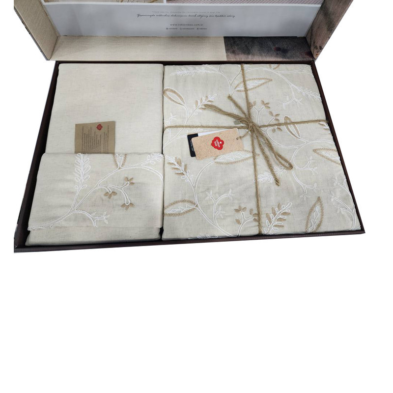 سرویس روتختی کاتن باکس مدل Cotton Keten Lapelis دونفره 6 تکه