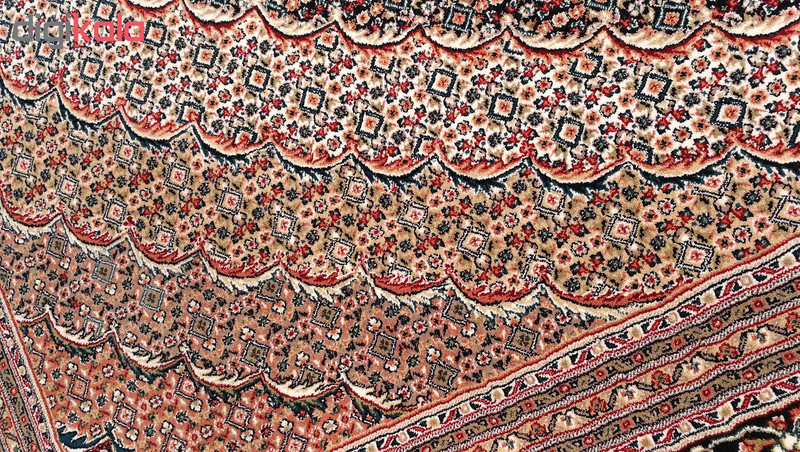 فرش ماشینی زمرد مشهد طرح ریز ماهی زمینه سورمه ای