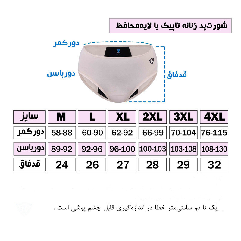 شورتکس زنانه تاپیک مدل لایه جاذب ضدحساسیت بسته 3 عددی