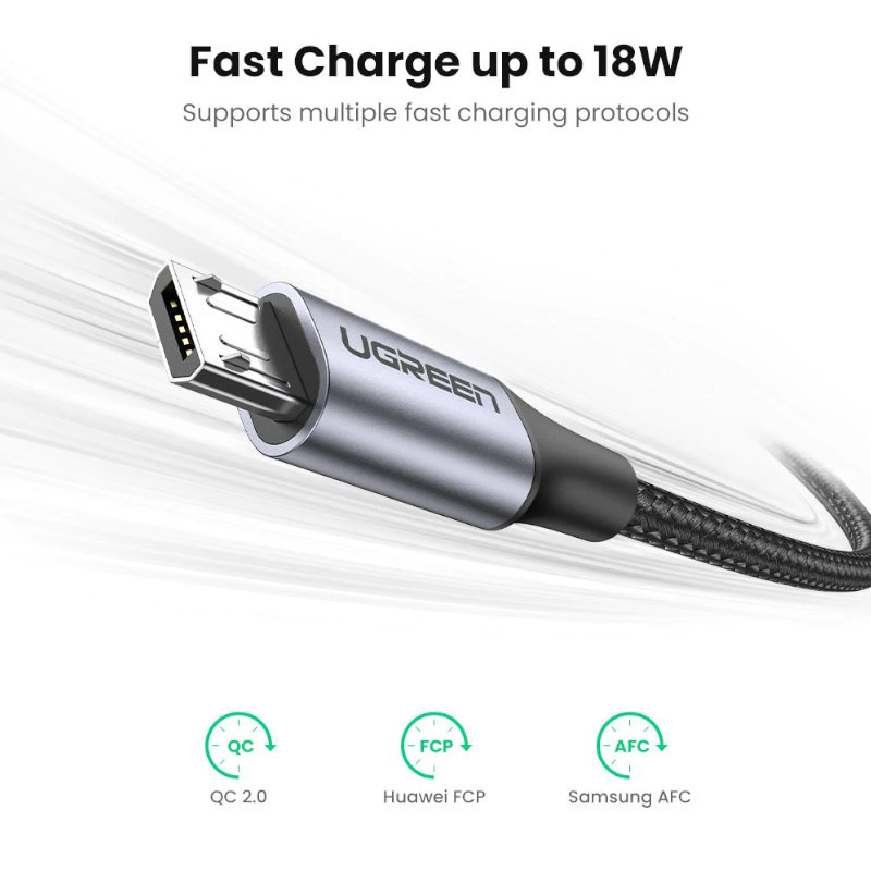 کابل تبدیل USB 2.0 به MICROUSB 2.0 یوگرین مدل US290 طول 2 متر