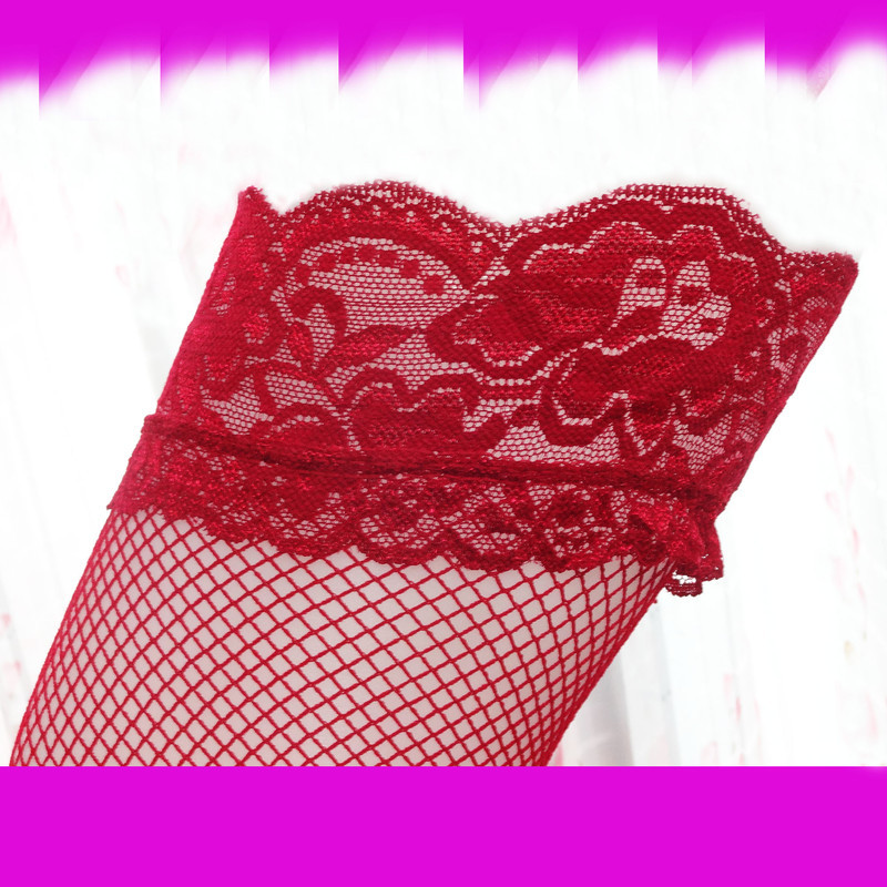 جوراب ساق بلند زنانه مدل توری گیپوری ژله دار کد Re5