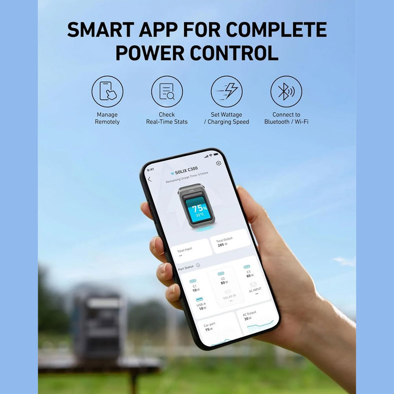 پاور استیشن 300 وات انکر مدل SOLIX C300 A1722 (AC Plug) ظرفیت 90000 میلی‌آمپرساعت معادل 288 وات ساعت