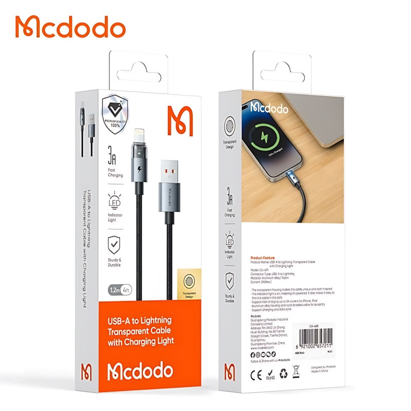 کابل تبدیل USB به لایتنینگ مک دودو مدل CA-691 طول 1.2 متر