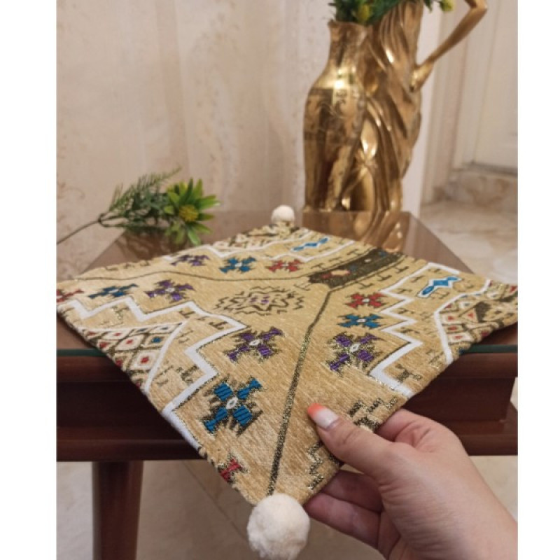 کاور کوسن مدل زر بافت کد 202 مجموعه دو عددی