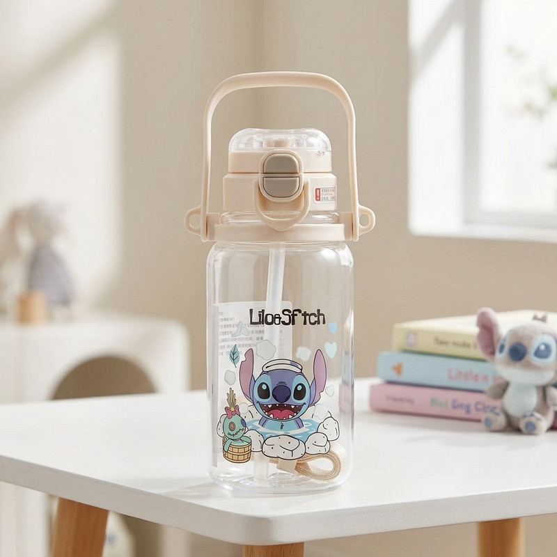 قمقمه کودک مدل دوحالته نی دار و آسان نوش طرح استیچ حمام Bath Stitch گنجایش 0.5 لیتر
