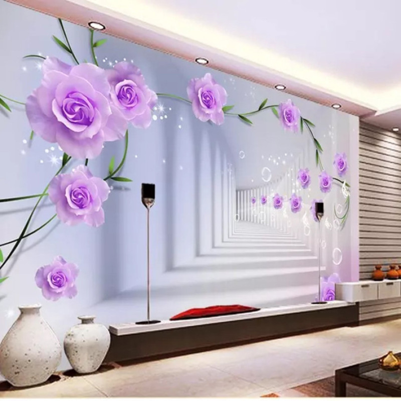 پوستر دیواری سه بعدی مدل گل برجسته بنفش DRVF1191