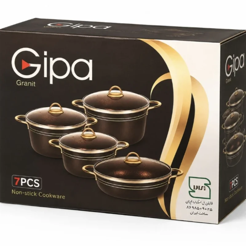 سرویس قابلمه و تابه گرانیتی 7پارچه گیپا مدل granita
