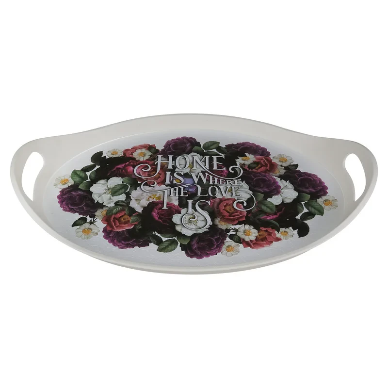 سینی دسته دار طرح گل سایز 26*40 سانتی متر