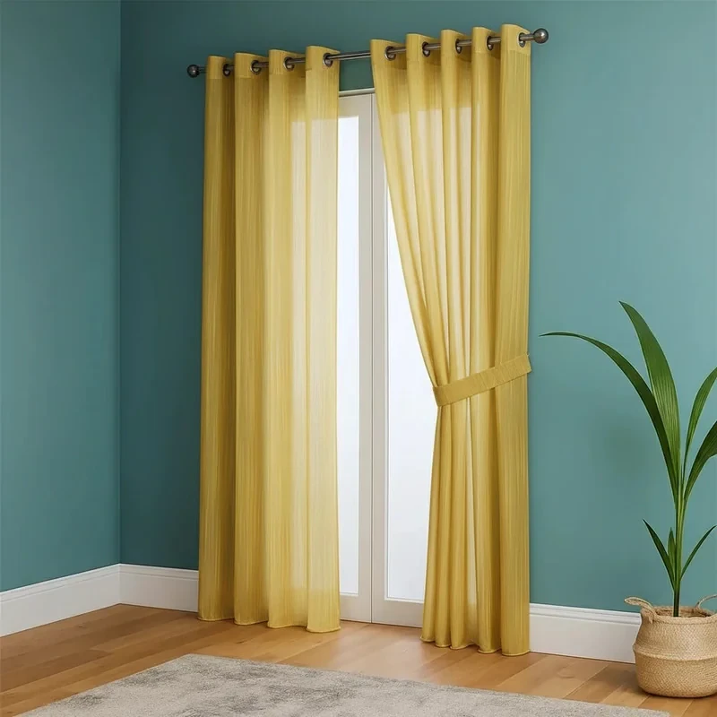 پرده پانچ تیکو دکو مدل کتان شفاف کلاسیک راه دار سایز 280 × 140 سانتی‌متر