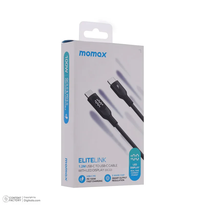 کابل USB-C مومکس مدل Elitelink طول 1.2 متر با توان 100 وات