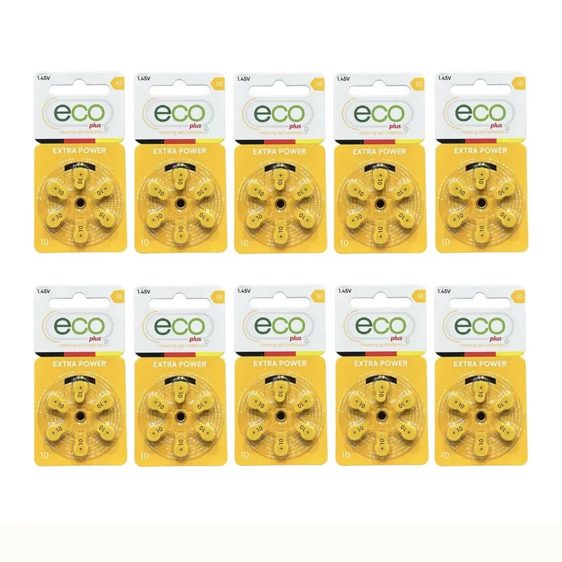 باتری سمعک اکو پلاس مدل 10 بسته ۶۰ عددی