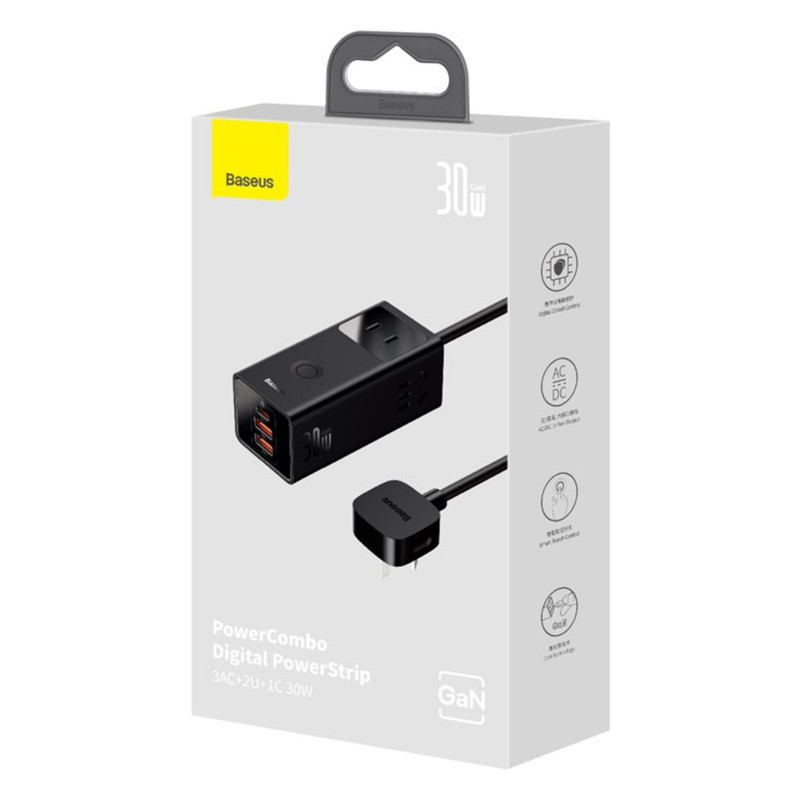 شارژر رومیزی 30 وات بیسوس مدل Power Combo Digital Powerstrip