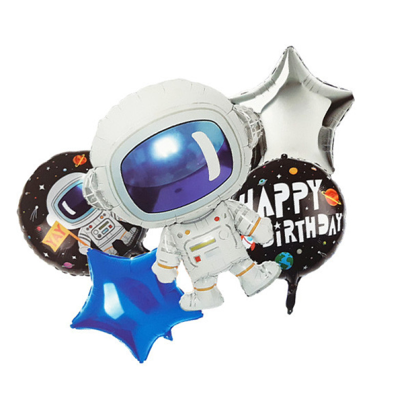 بادکنک فویلی مدل تم فضانورد کد astronaut5pcsB3 مجموعه 5 عددی
