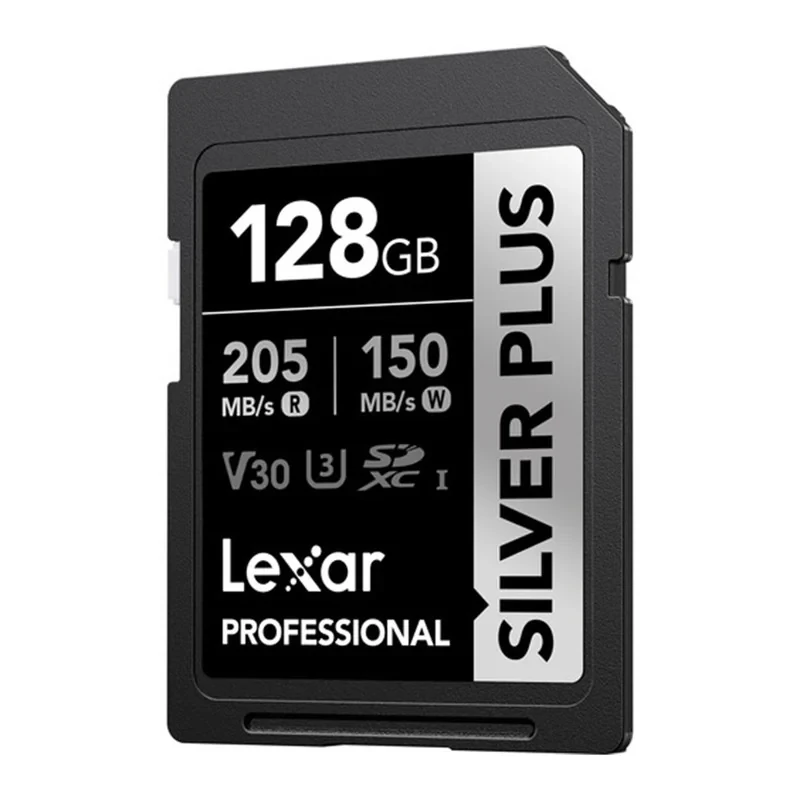 کارت حافظه SDXC لکسار مدل Professional SILVER PLUSکلاس 10 استاندارد UHS-I U3 سرعت 205MBps ظرفیت 128 گیگابایت