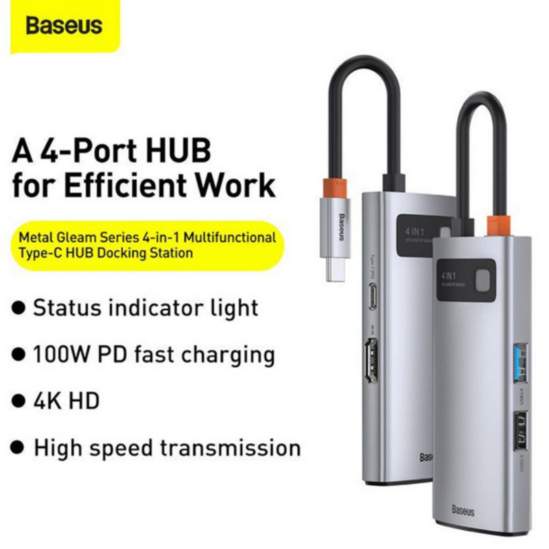 هاب 4 پورت USB-C باسئوس مدل Metal Gleam Series
