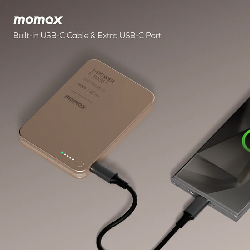 پاوربانک بی‌سیم 30 وات مومکس مدل IP158 ظرفیت 10000 میلی‌آمپرساعت