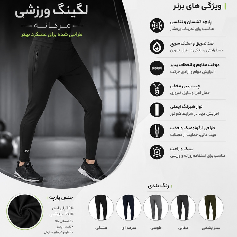 لگینگ ورزشی مردانه کریویت مدل آنتی باکتریال ترمال