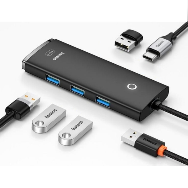 هاب 4 پورت usb3 باسئوس مدل Lite Series -WKQX03010 1M