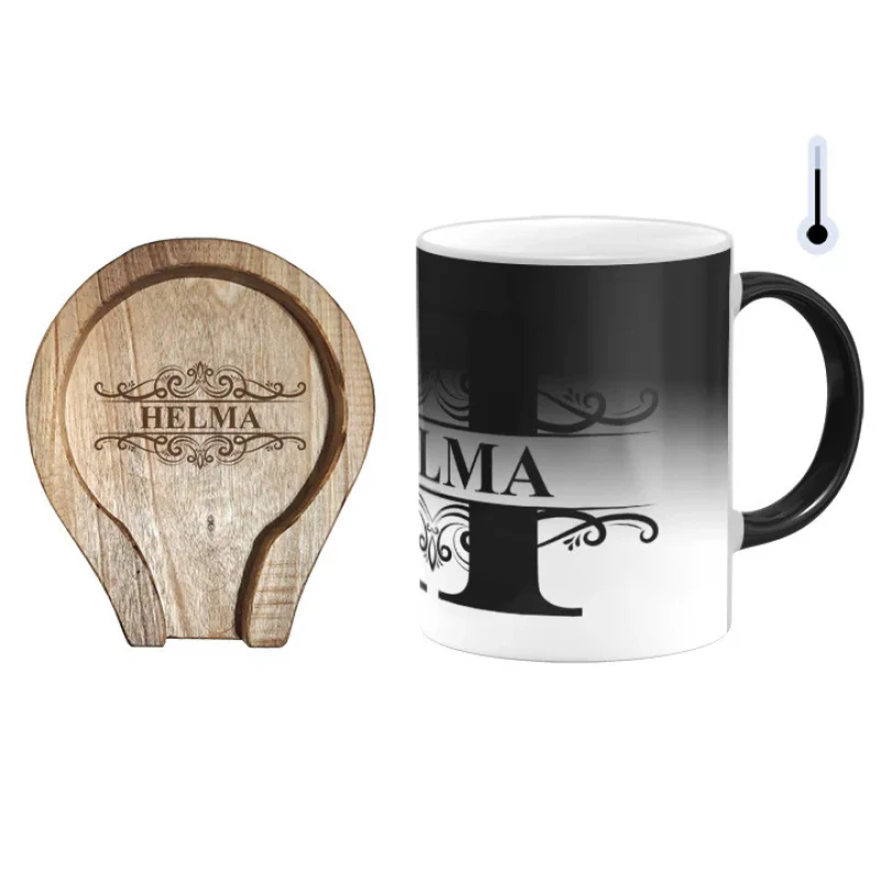 ماگ حرارتی گالری وبفر مدل اسم حلما به همراه زیر لیوانی