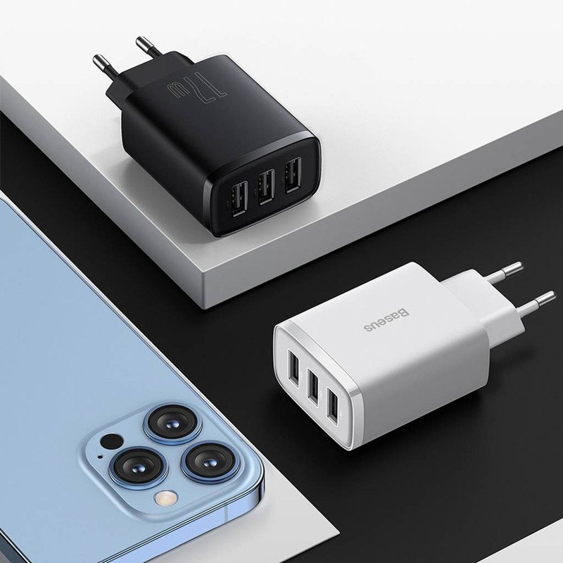 شارژر دیواری باسئوس مدل Compact Charger 3port
