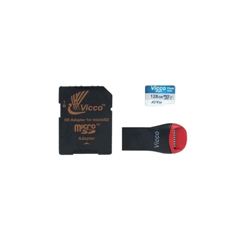 کارت حافظه micro SDXC ویکومن مدل 633X Plus کلاس 10 استاندارد UHS-I U3 سرعت 90MBS ظرفیت 128 گیگابایت به همراه کارت خوان