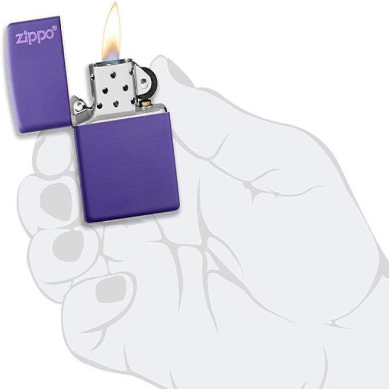 فندک بنزینی زیپو مدل PURPLE MATTE ZIPPO LOGO کد 237ZL