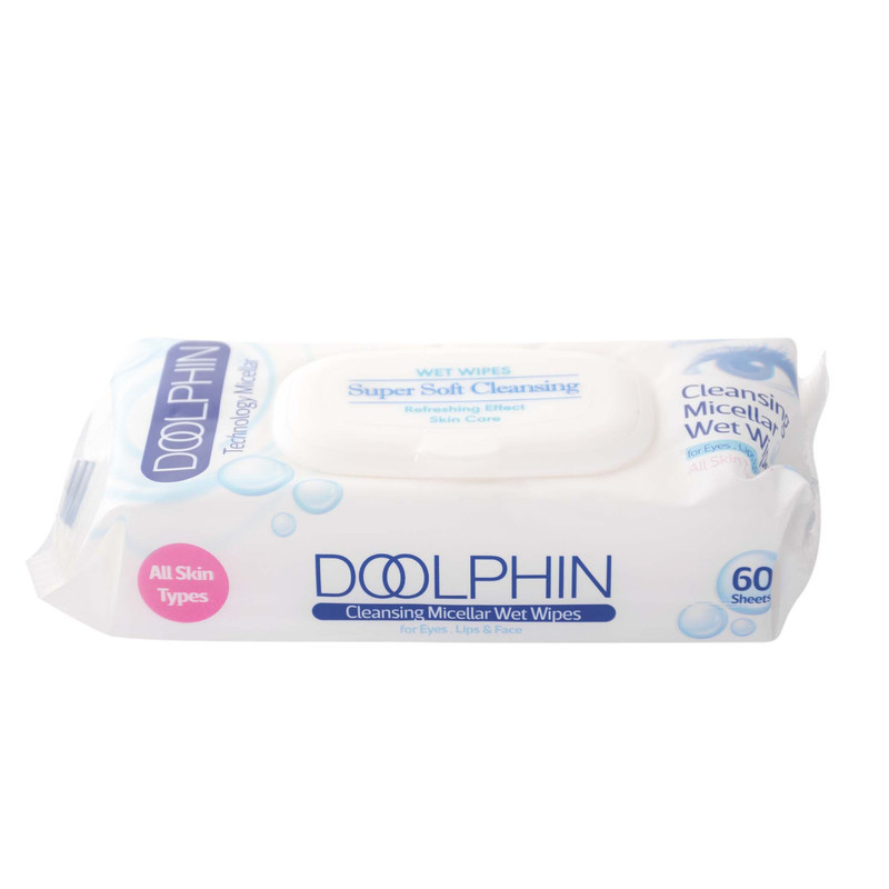 دستمال مرطوب دلفین مدل Skin Care مجموعه 2 عددی