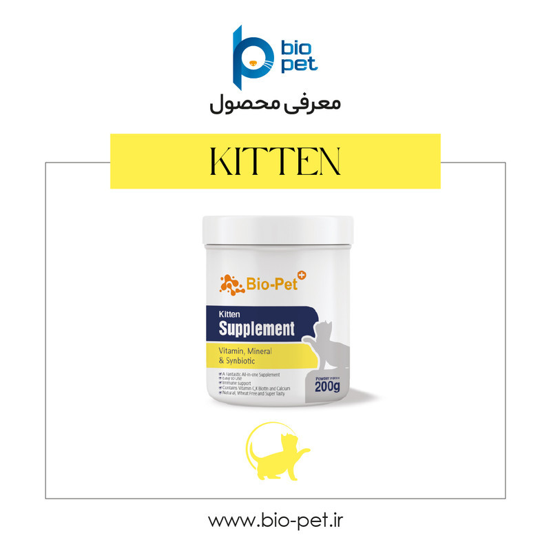 پودر مکمل گربه بایو پت مدل kitten وزن 200 گرم