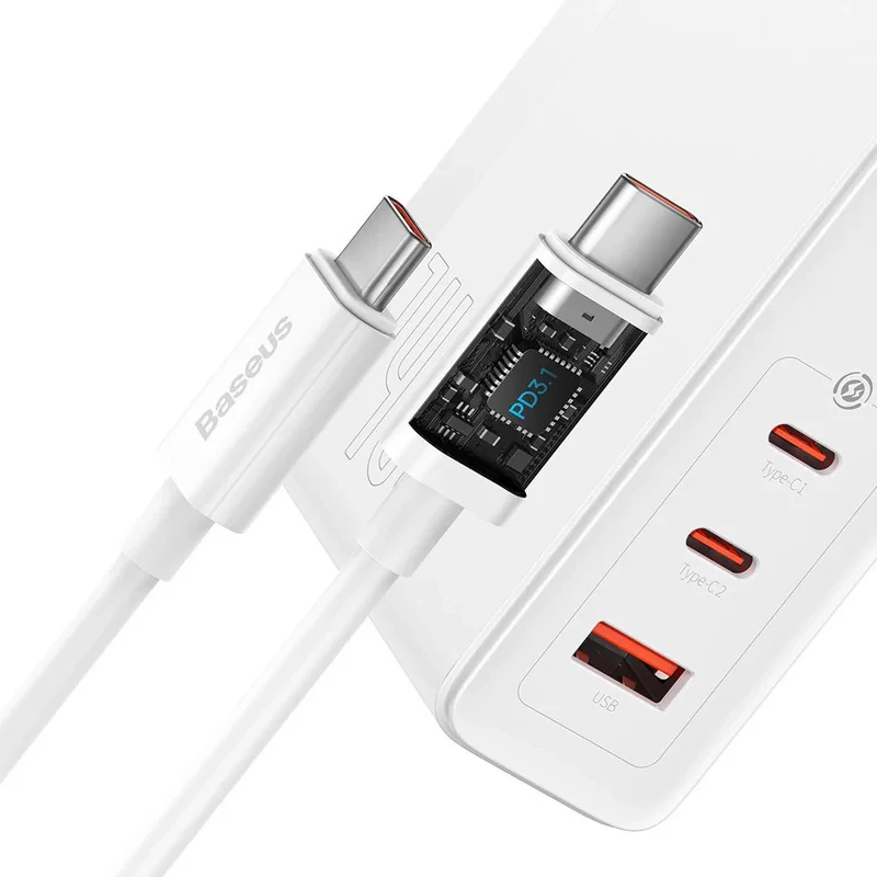 شارژر دیواری 65 وات باسئوس مدل GaN5 Pro Fast Charger به همراه کابل USB-C