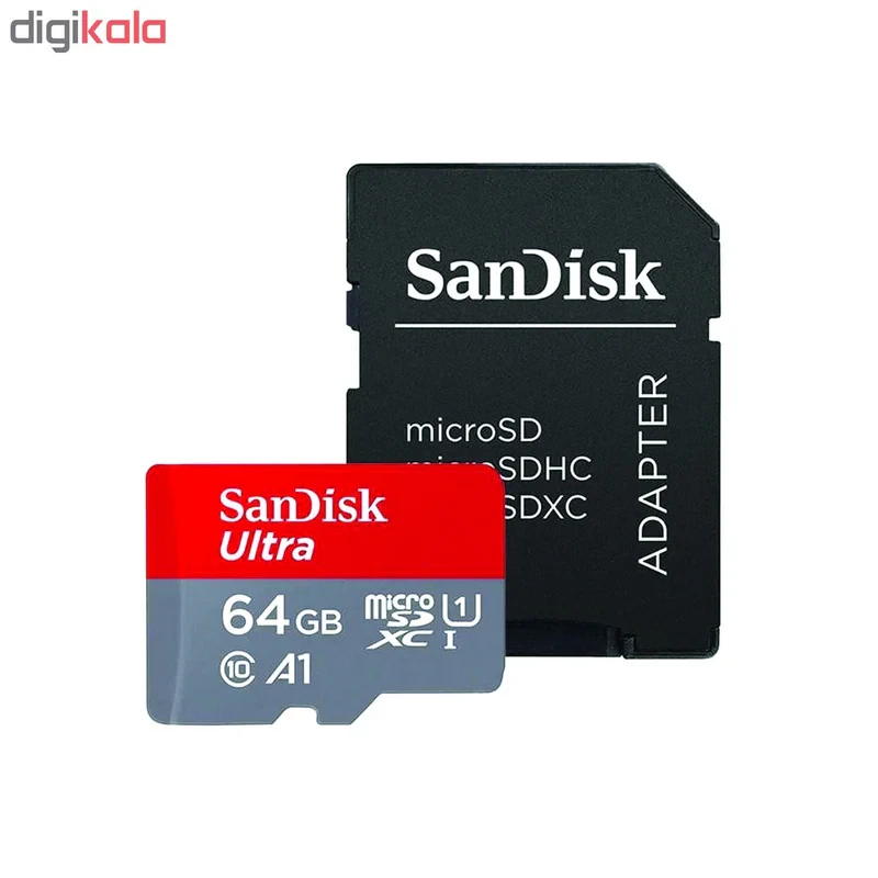 کارت حافظه microSDXC سن دیسک مدل Ultra A1 کلاس 10 استاندارد UHS-I سرعت 98MBps ظرفیت 64 گیگابایت به همراه آداپتور SD