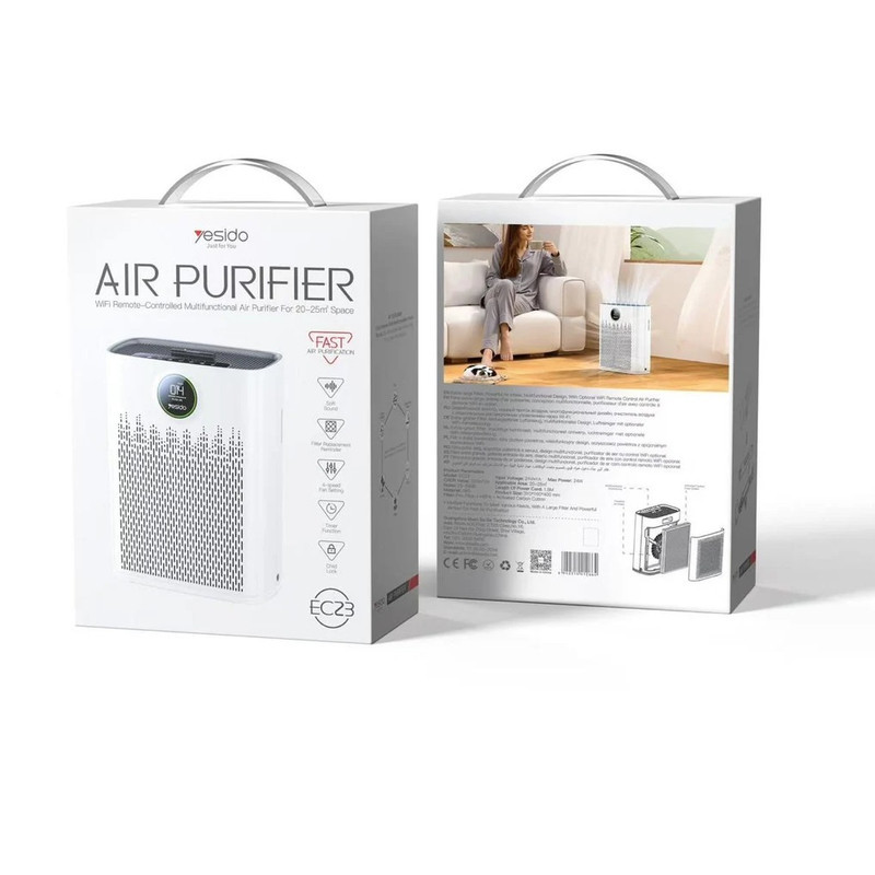 دستگاه تصفیه‌کننده هوا خانگی سه مرحله‌ای یسیدو مدل EC23 Air Purifire به همراه فیلتر