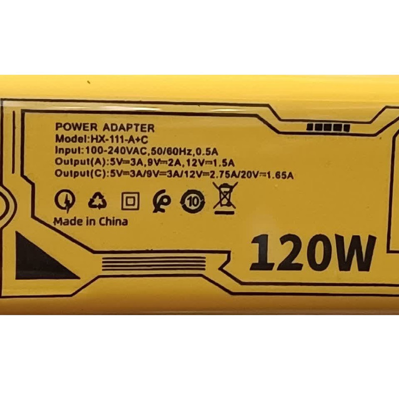شارژر دیواری 120 وات مدل HX111-A+C به همراه کابل تبدیل USB  USB-C به لایتنینگ  USB-C