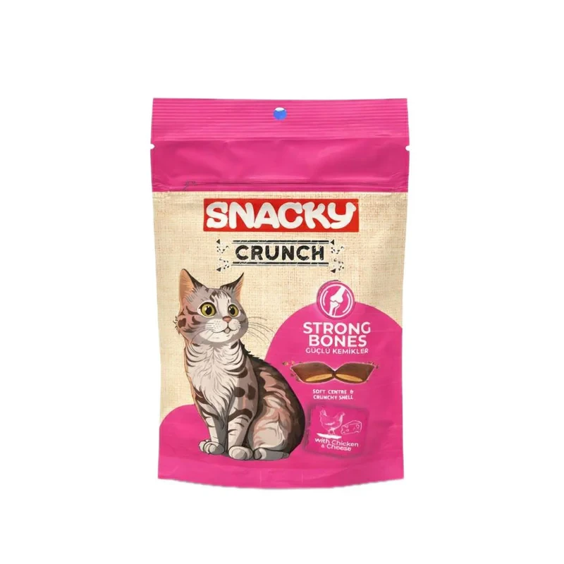 تشویقی گربه اسنکی مدل Strong Bones طعم مرغ و پنیر وزن 60 گرم