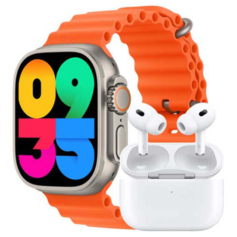 ساعت هوشمند ورنا مدل W49 Ultra with airpod pro دارای قابلیت های کنترل موسیقی (Music Player)، قابلیت مکالمه از طریق بلوتوث، پشتیبانی از زبان فارسی در منو و سیستم‌عامل بند سیلیکون