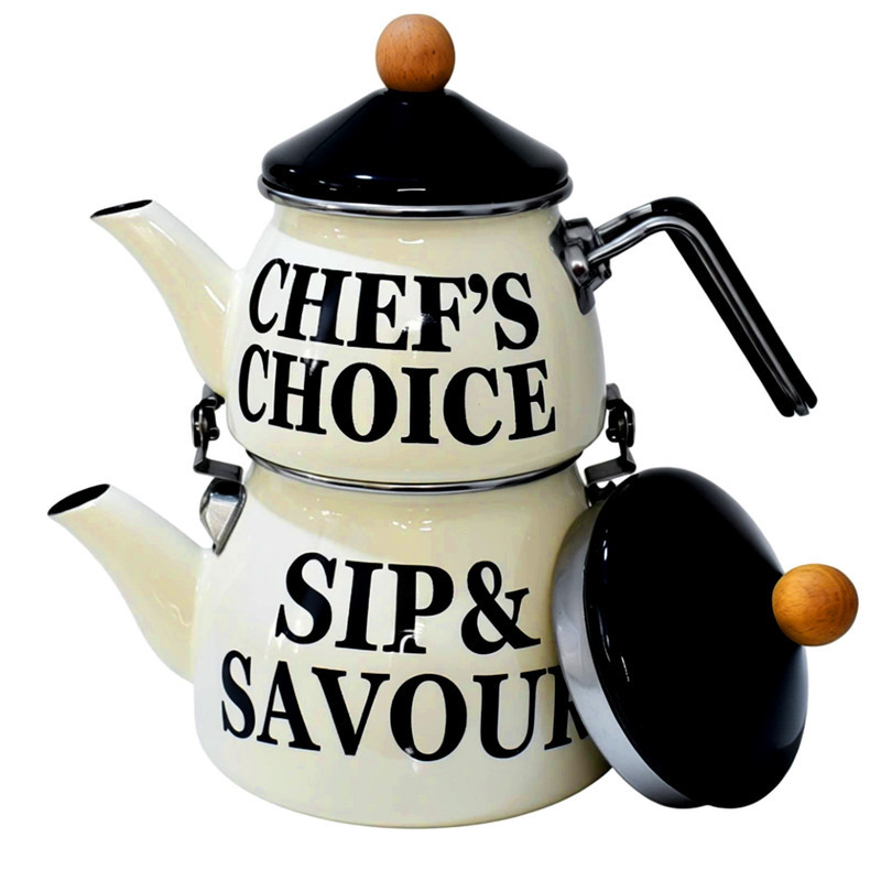 ست کتری و قوری شاهین مدل CHEF گنجایش کتری 2.1 لیتر و گنجایش قوری 1.1 لیتر